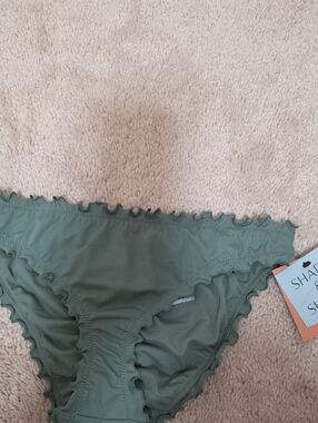 Shade & Shore Olive Green Ruffle Bikini Bottom Size XS